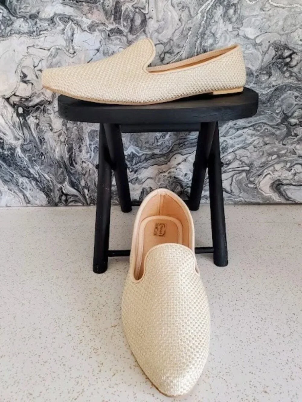 Panahi Men's Jute Mojaris Shoes US Size 10.5 / UK Size 10 Cream Ivory Beige